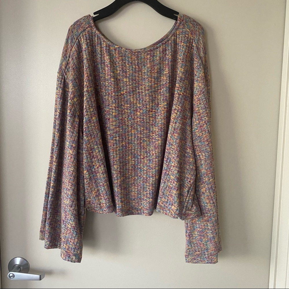 NWT Anthropologie | Daily Practice | Marisol Open Back Knit Bell Sleeve Top, 3X
